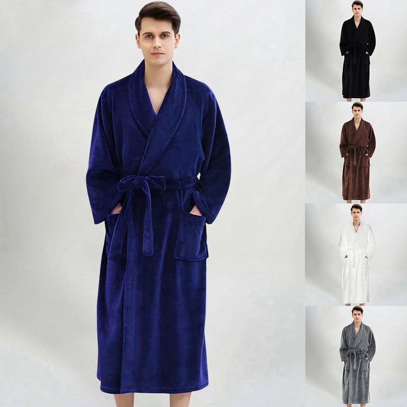 Men's Waffle Hotel Bathrobe Spa Robe Water Absorbing Nightgown Japanese-style Kimono Shawl Collar robe Night Gown