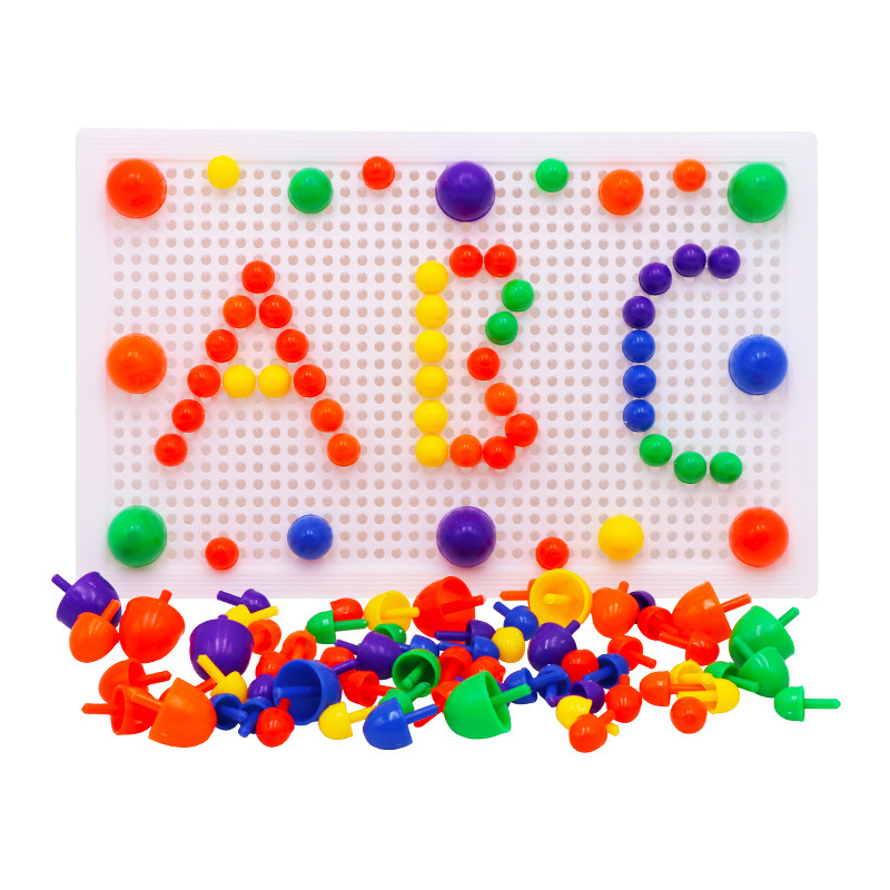 Kit de clous en forme de champignon pour enfants, jeux de Puzzle intellectuel, image en mosaïque 3D, jouets éducatifs composites, 67 pièces