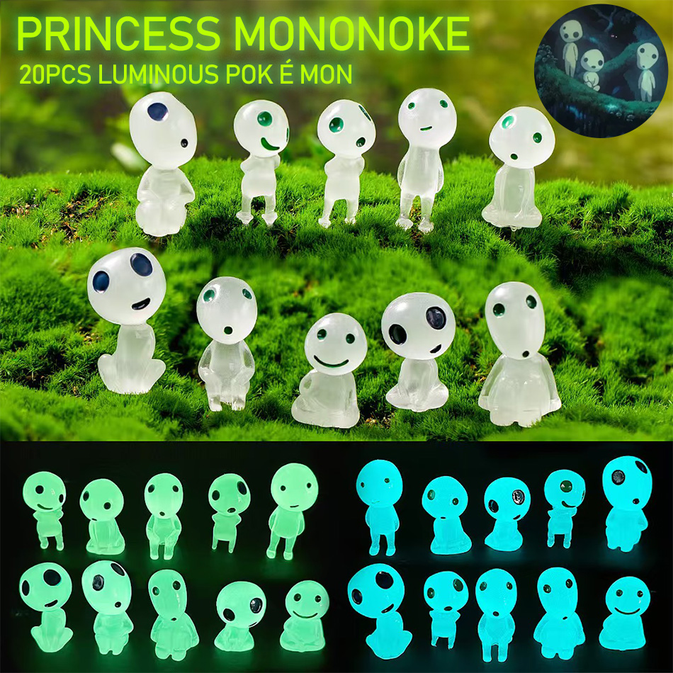 Minifiguras de elfos luminosos, decoración de pecera, Kodama, figuras que brillan en la oscuridad, microflores de jardín, adorno de paisaje en maceta, 10 Uds.