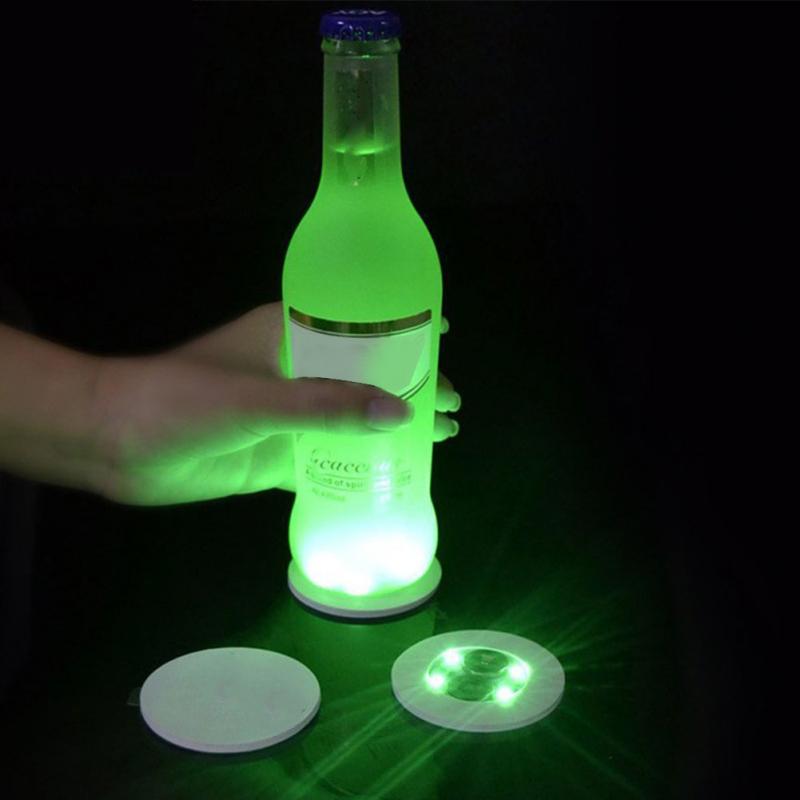 LED Coasters Foam 3 Modes 4 Lights Color Changing Battery Powered Flat Stable Core Board Slightly Cushioned Bar Nightclub Party