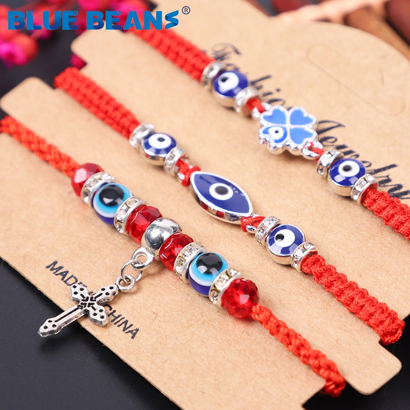 bohème rétro croix Bracelet fait à la main Boho Style multicolore tressé corde amitié Bracelet femme chanceux rouge corde