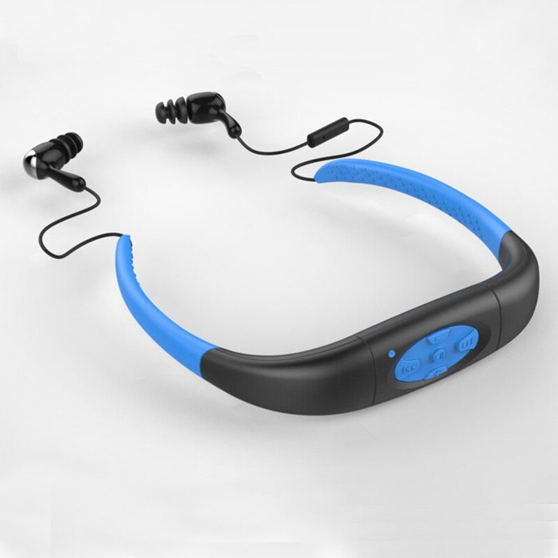 Reproductor de música MP3 impermeable IPX8, 4G, 8G, 16GB, banda para el cuello deportiva subacuática, natación, buceo, con Radio FM, auriculares estéreo: Negro / 16 GB