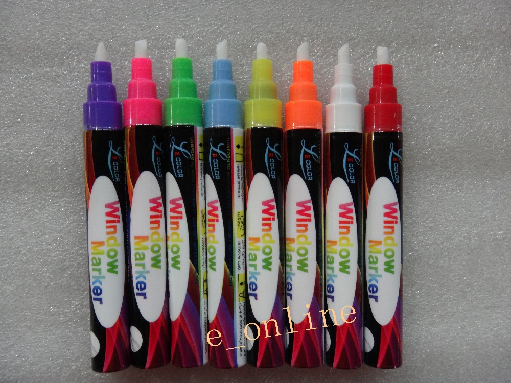 8 Colors 6mm Highlighter Liquid Chalk Pen Erasable Non-toxic for LED Writing Board Chalkboard Sticker