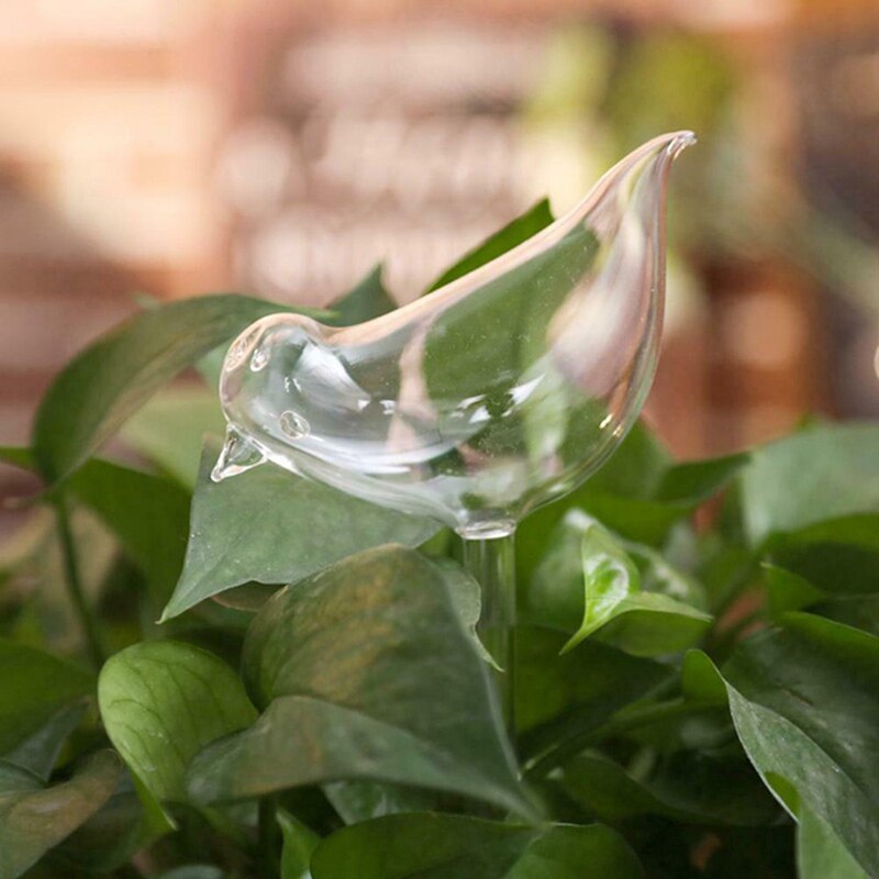 1pcs Automatic Flower Watering Device Plant Waterer Self Watering Globes Bird Shape Hand Blown Clear Aqua Bulbs