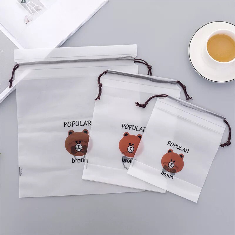 Transparent Waterproof Drawstring Bag Wash Pouch Cartoon Travel Luggage Bags Clothes Storage Shoe Organizer Cosmetic Pocket