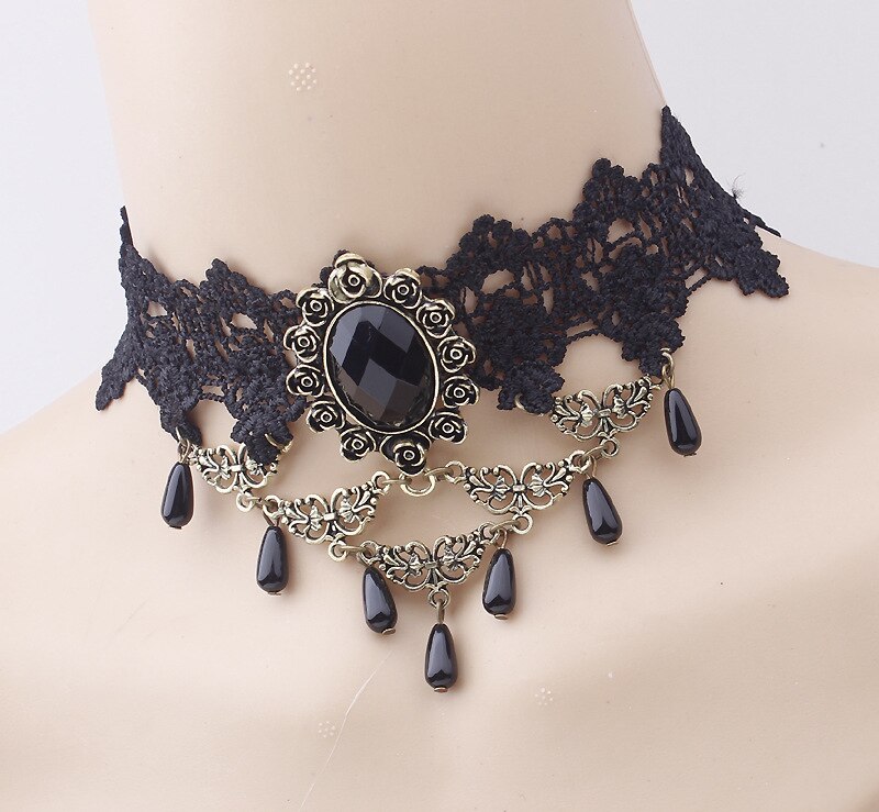 Overdrijven elegante temperament verdienen choker ketting Kant mode ketting womens chokers rhinestone choker gargantilha choker