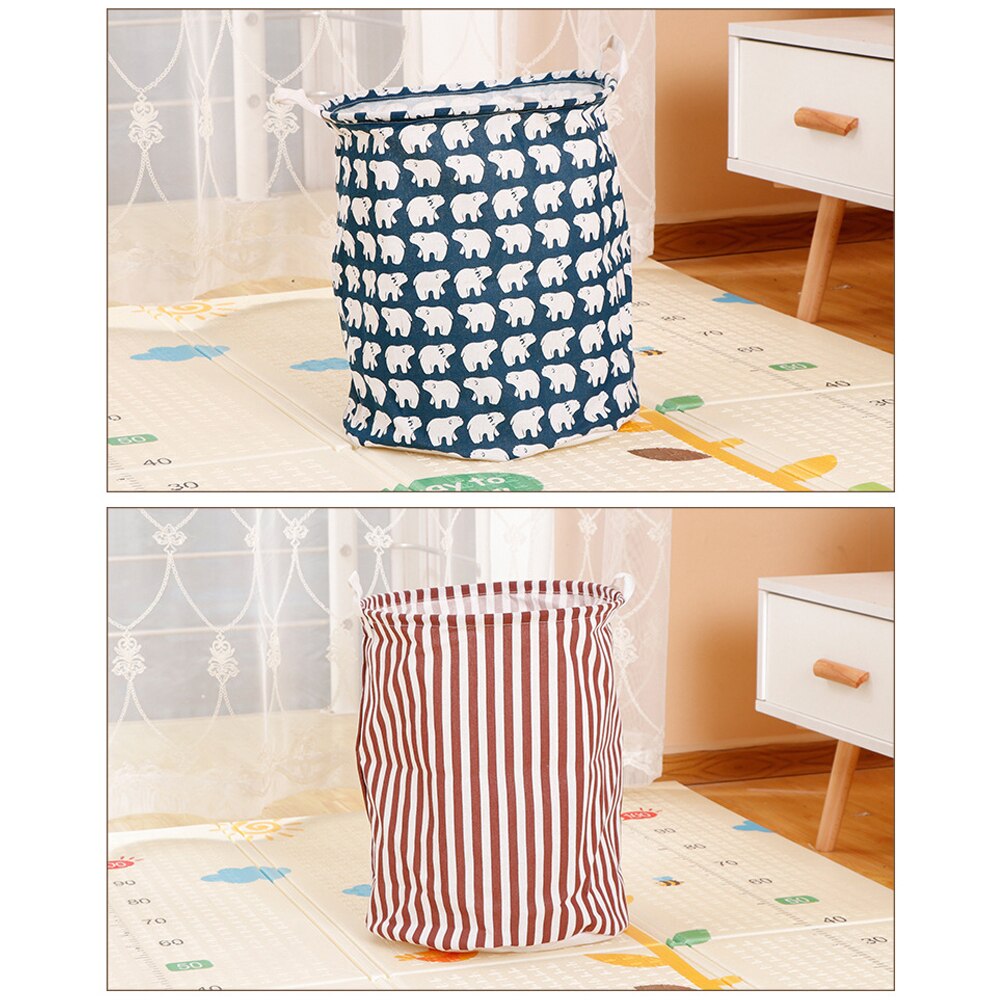 Clothes Toy Basket Bucket Organizer Large Capacity 1pc Folding Laundry Basket Round Storage Bin Bag Large Hamper Collapsible