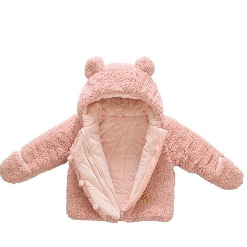 Hiver bébé filles garçons à capuche veste mignon ours épaissir infantile manteaux 2 couleurs enfants peluche manteau veste d'extérieur pour 1-3Y