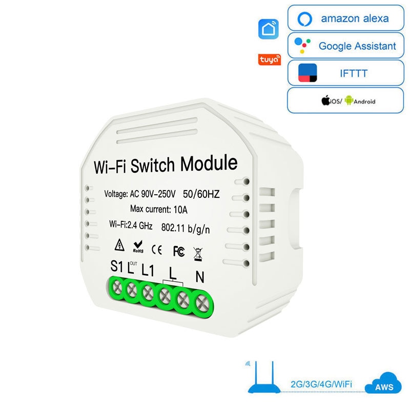 Wifi inteligente interruptor de luz universal disjuntor vida inteligente/tuya app trabalho controle remoto sem fio com alexa google casa diy 1/2way