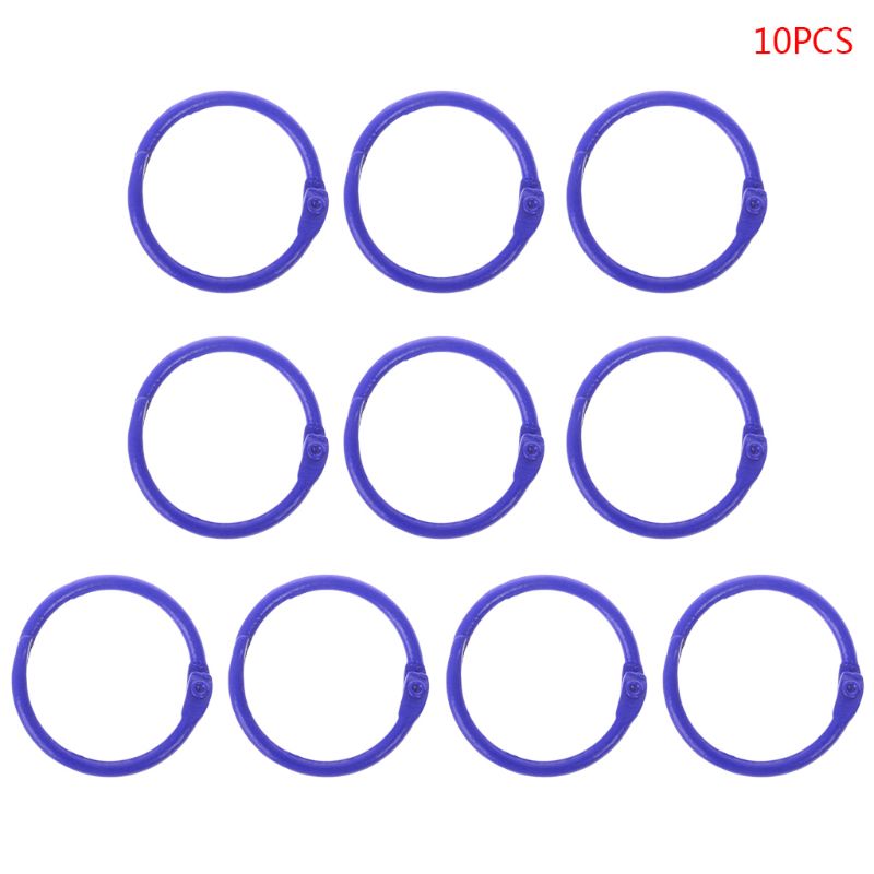 10pcs Metal Loose Leaf Binder Ring Book Hoops DIY Albums School Office Supplies Craft: Blue