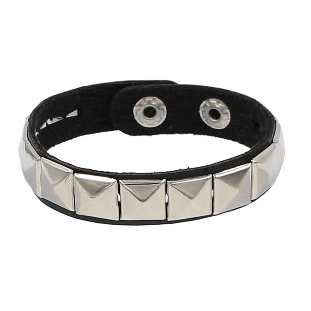 Punk Rock Studded Bracelet Set Spiked Leather Cuff Bracelet for Men Women 80s Wristband Emo Bracelet Adjustable