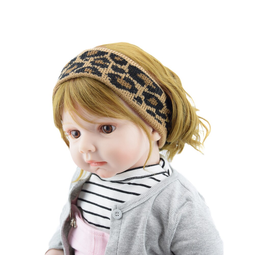 Diademas grandes para niños, turbante de punto de leopardo con lazo cruzado para niña, nudo elástico, accesorios para el cabello para niña