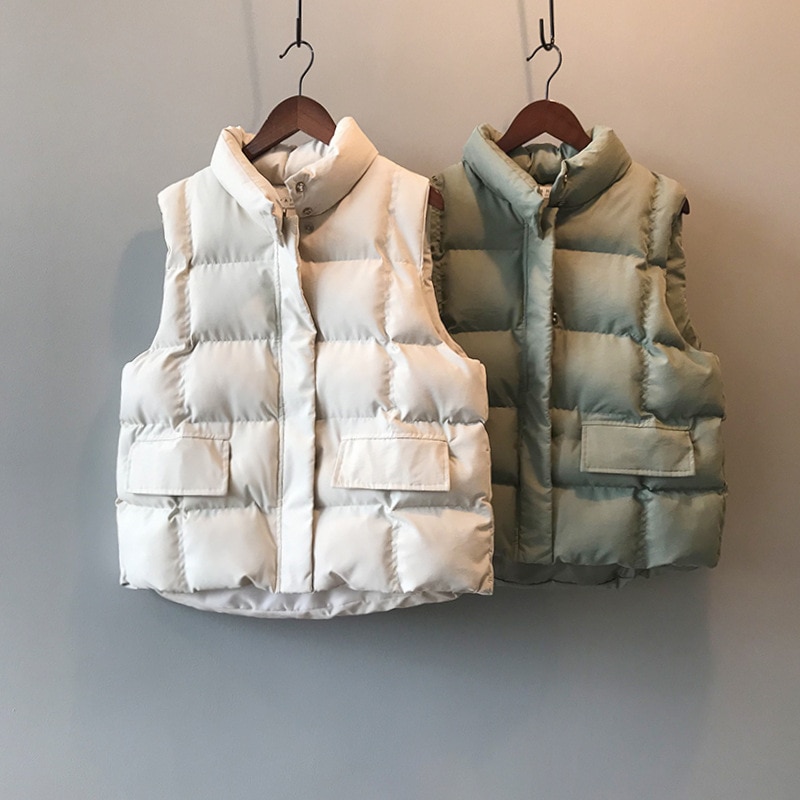Kvinder vintervest frakkestativ krave kvinder chic bomuldsvest varme toppe vest chaleco mujer gilet casaco feminino