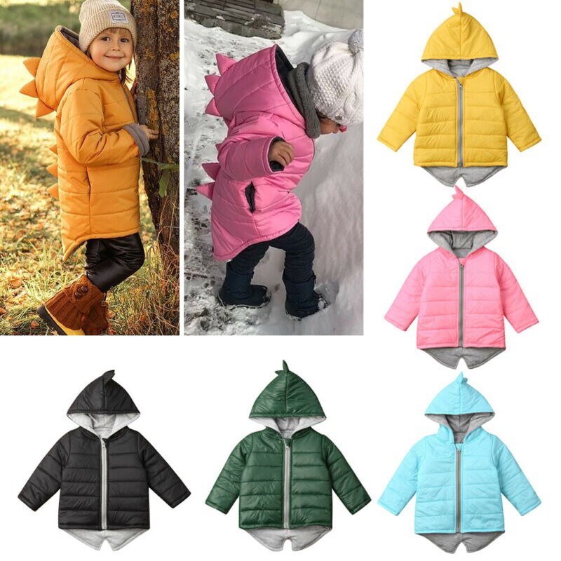 Peuter Baby Meisje Jongen Hoodies Uitloper Jas 3D Dinosaurus Winter Warme Jassen Kids Meisjes Rits Jas Warm Hooded Lange Mouwen jas