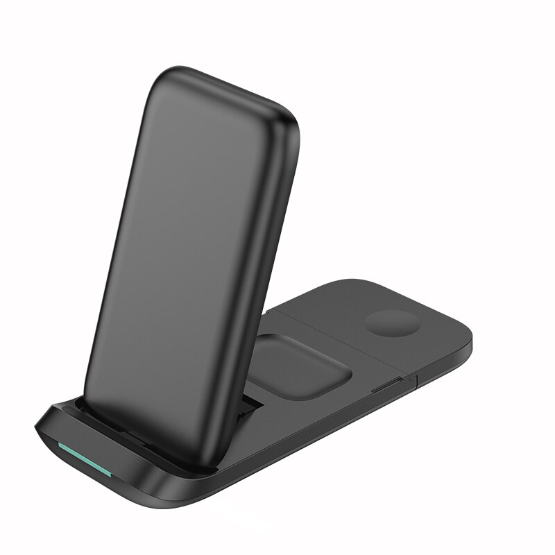 Chargeur sans fil pliable 30W 3 en 1, support pour iPhone 13 11 12 X Pro Max, chargeurs sans fil portables pour Apple Watch/AirPod 3: Black