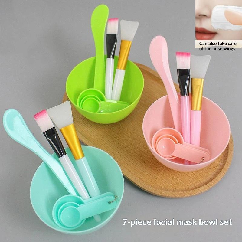 【B】7-teiliges DIY-Gesichtsmasken-Mischset Gesichtsmasken-Mischschüssel-Set Gesichtsmaskenschüssel, Spatel, Silikon-Gesichtsbürsten, Löffel
