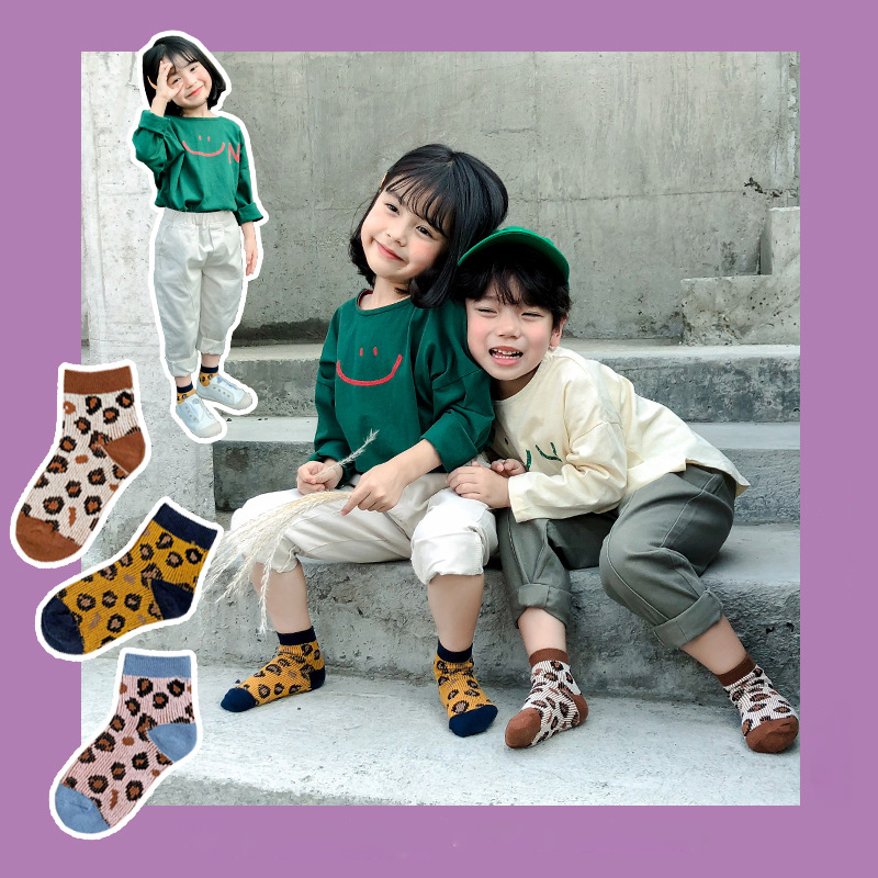 Baby Lotus Spring Autumn Breathable Leopard Boys Girls Socks Children Cute Socks 1-8Y