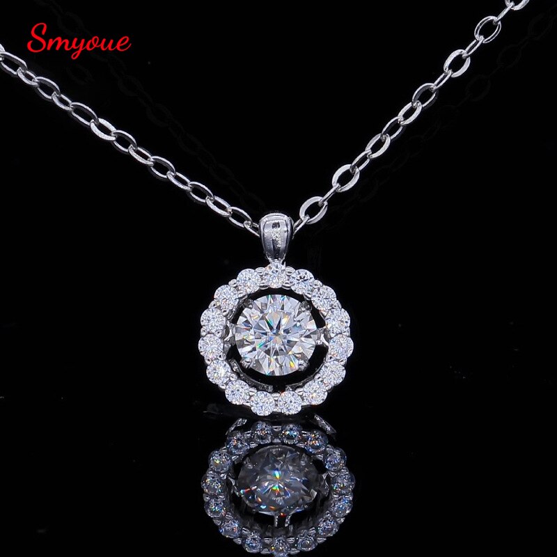 Smyoue Fl D Kleur 0.5ct Vlekkeloze Moissanite Hanger Voor Vrouwen 18K White Gold Plated 925 Zilveren Gesimuleerde Diamond Ketting