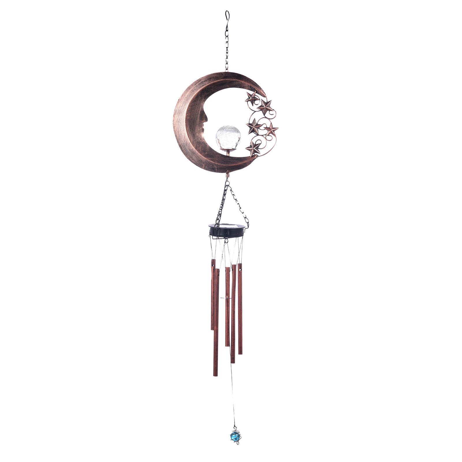 Solar Power Wind Chime Crystal Ball Moon Star Decor Landscape Light Waterproof Outdoor Windchime Light For Patio Yard Garde: Bronze