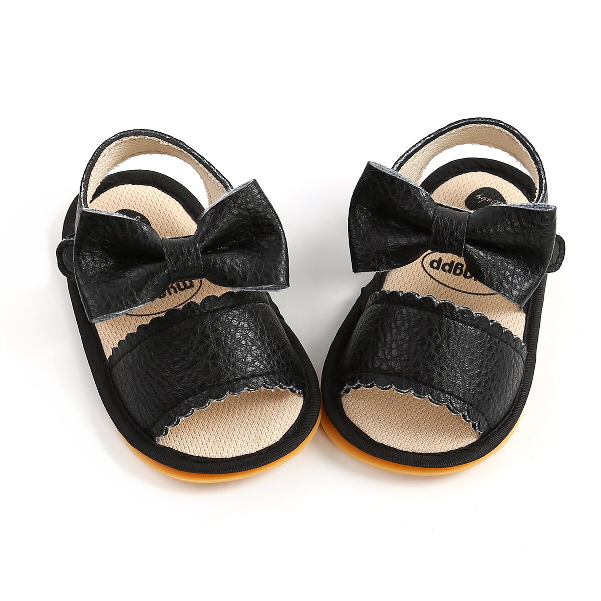 Sandales pour bébé, chaussures de marche à nœud papillon de couleur unie pour filles, blanc/marron/noir/rose pour été, 0-18 mois: Black / 13-18 mois