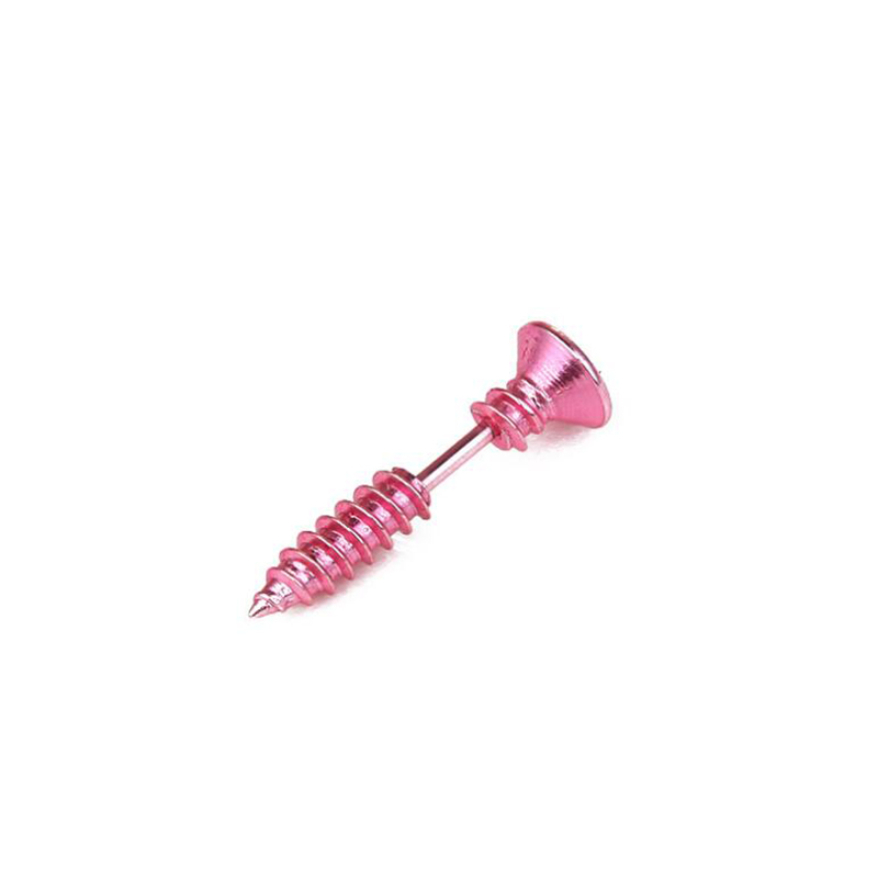 1Stck Punk Gold Schwarz Farbe Edelstahl Nagel Schraube Zucht Ohrring für Frauen &Ampere; Männer Wendel Ohr Piercings schmuck: Rosa