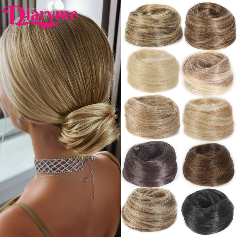 Cabelo sintético coque mulher em linha reta updo laço de cabelo elástico de borracha chignon extensões de cabelo faixas de cabelo natural fo