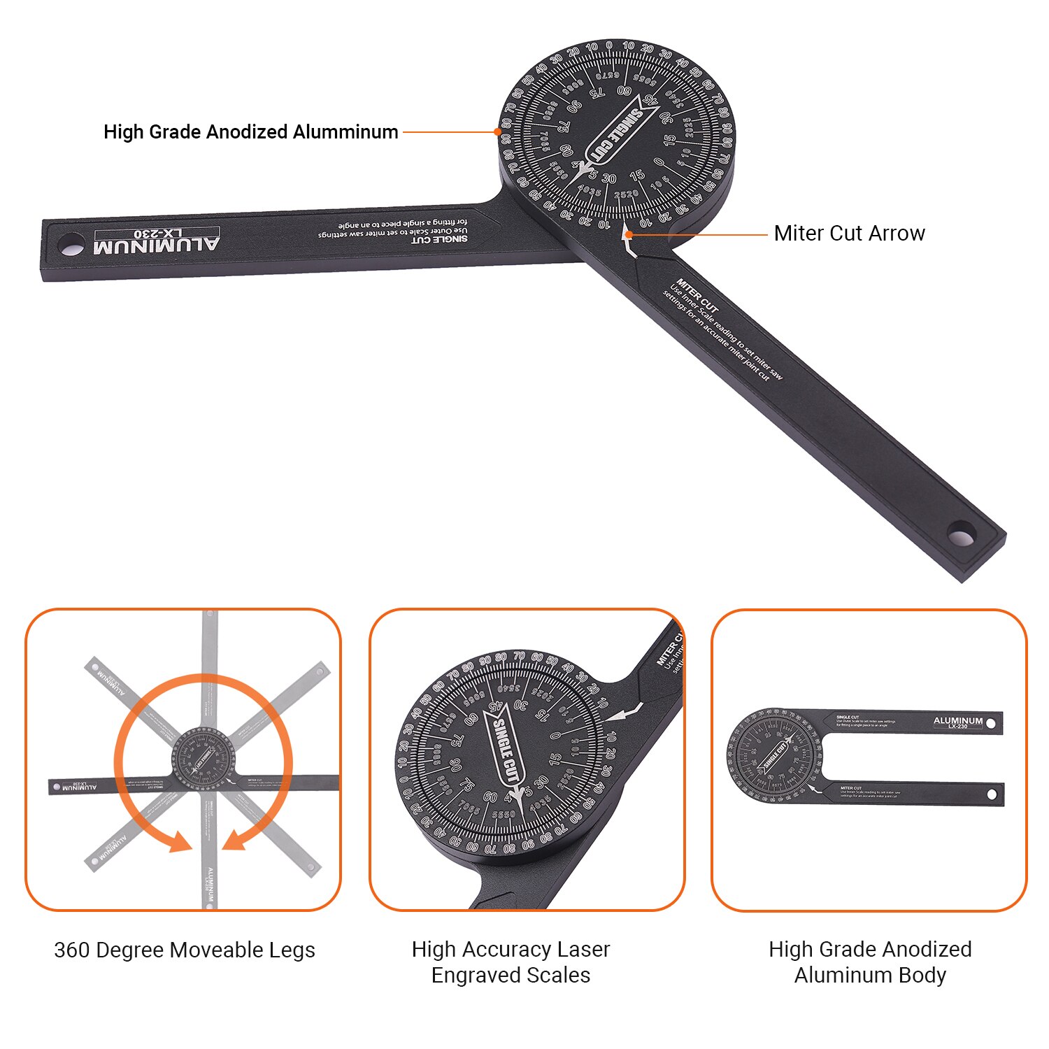 Miter Saw Protractor Angle Measuring Transfer Rule Angle Gauge for Carpenters ABS Metric Ruler on Renovation Work Home