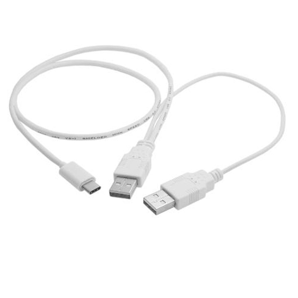 Supply Black White 0.6M USB 2.0 mobile hard disk cable cable dual USB-A male to Micro Mini USB A B C male with power supply