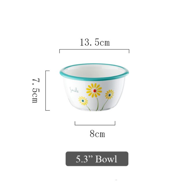 Keramische Diner Borden Kommen Set Leuke Bloem En Perzik Patroon Huishouden Enkele Grote Servies Vajilla Тарелки Для Еды: A5