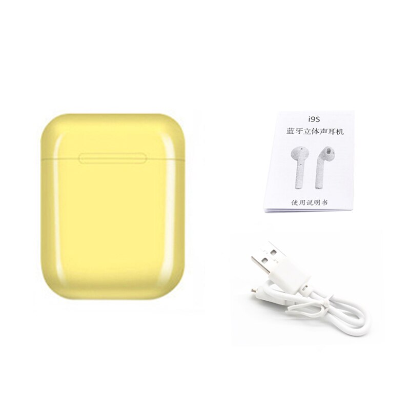 Auriculares i7s i9s tws auriculares inalámbricos con Bluetooth, auriculares estéreo 5,0 de sonido HiFi, Auriculares deportivos para llamadas de teléfono, todos los teléfonos inteligentes: i9s-Yellow