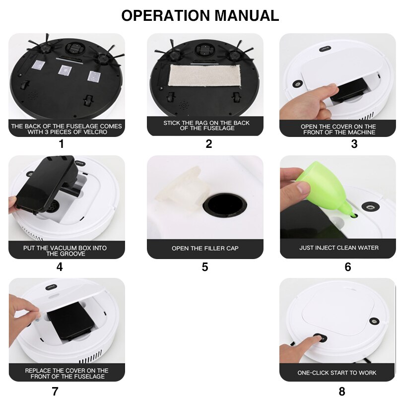 Disinfection Spray Robot Vacuum Cleaner Sweep&Wet Mopping Disinfection Floors&Carpet Washing Robot Vacuum Cleaner USB Charging