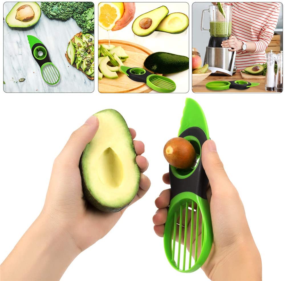 3 In 1 Avocado Slicer Shea Corer Butter Fruit Peeler Cutter Splitter Pitter Plastic Knife Peeler Separator Tool Kitchen Gadget