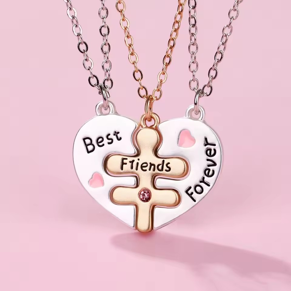 Colliers magnétiques en forme de cœur pour femmes et filles, pendentif Kawaii meilleurs amis sœurs, chaîne BFF, bijoux d'amitié, , 2/3 pièces