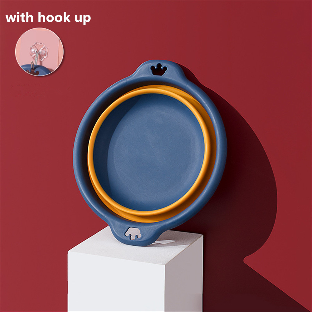 Multi-purpose Folding Wash Basin Portable Hanging Foldable Dish Travel Camping Picnic Cleaning Tools Bathroom Kitchen Basins: Blue M