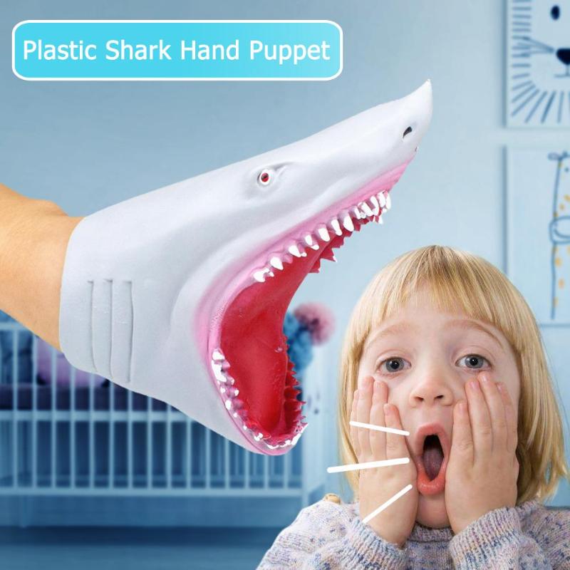 de modelismo tiburón de mano marionetas de guantes vinilo PVC suave Animal figura cabeza vívidamente los niños de juguete