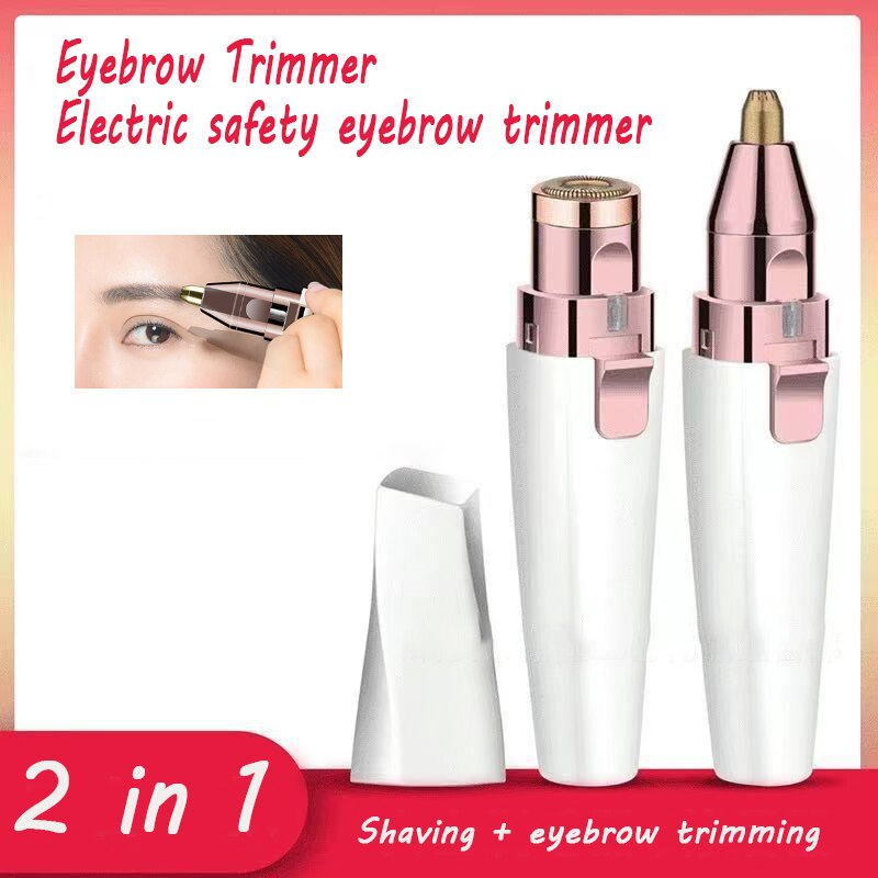 2 In 1 Elektrische Wenkbrauw Trimmer Pijnloos Epilator Vrouwen Draagbare Mini Scheerapparaat Make-Up Wenkbrauw Trimmen Wasbare