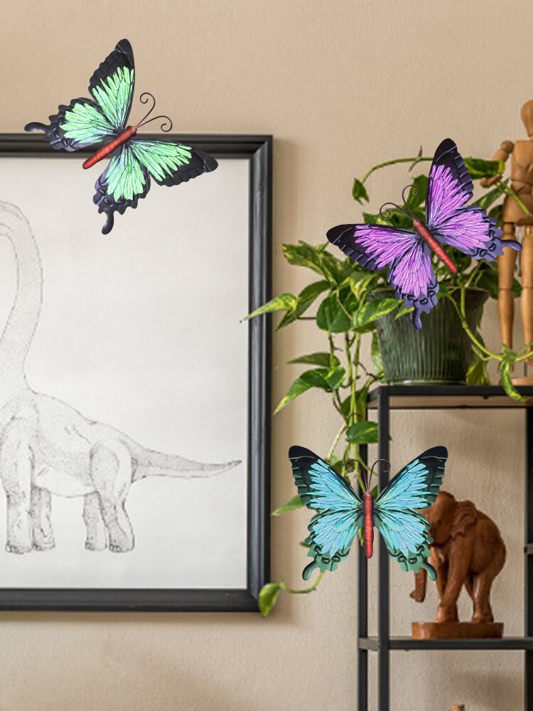 3PCS 3D Butterfly Decor Butterfly Wall Art Ornaments Wall Stickers Wall Art Metal Unique Home Living Room Decoration