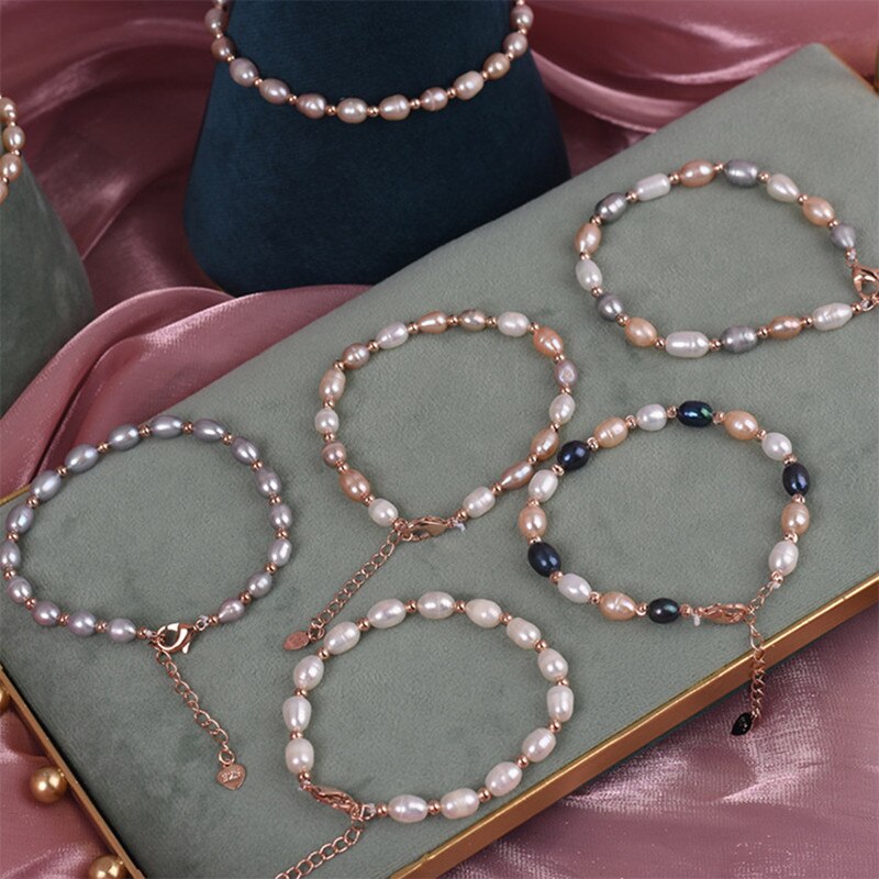 Einfache Natürliche Süßwasser Perle Armbänder für Frauen Armreifen Vertraglich Schmuck