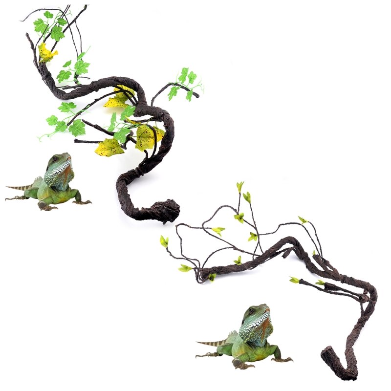 Artificial Reptile Plants for Climbing Lifelike Terrarium Plastic Jungle Bend Branches Vines Amphibian Habitat Ornaments