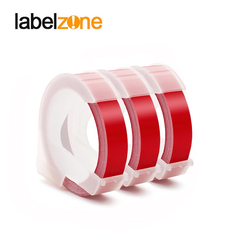 20 colors 3Rolls/lot 3D 9mm PVC Embossing Label Tape Compatible Dymo 1610 12965 Manual Label printer for Motex E101 Label Makers: red