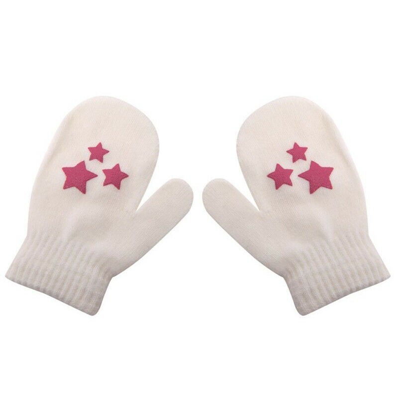 Children Print Solid Winter Gloves Kids Cute Baby Knitting Warm Soft Star Heart Gloves Boys Girls Candy Colors Mittens Unisex