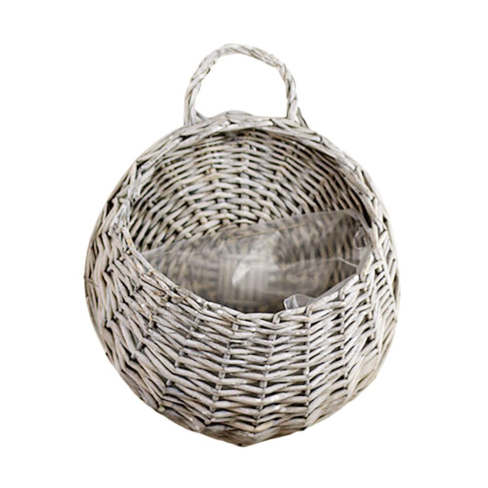 Newly Birds Nest Wall Hanging Basket Wicker Gardening Home Garden Wedding Wall Decoration FIF66: gray-large
