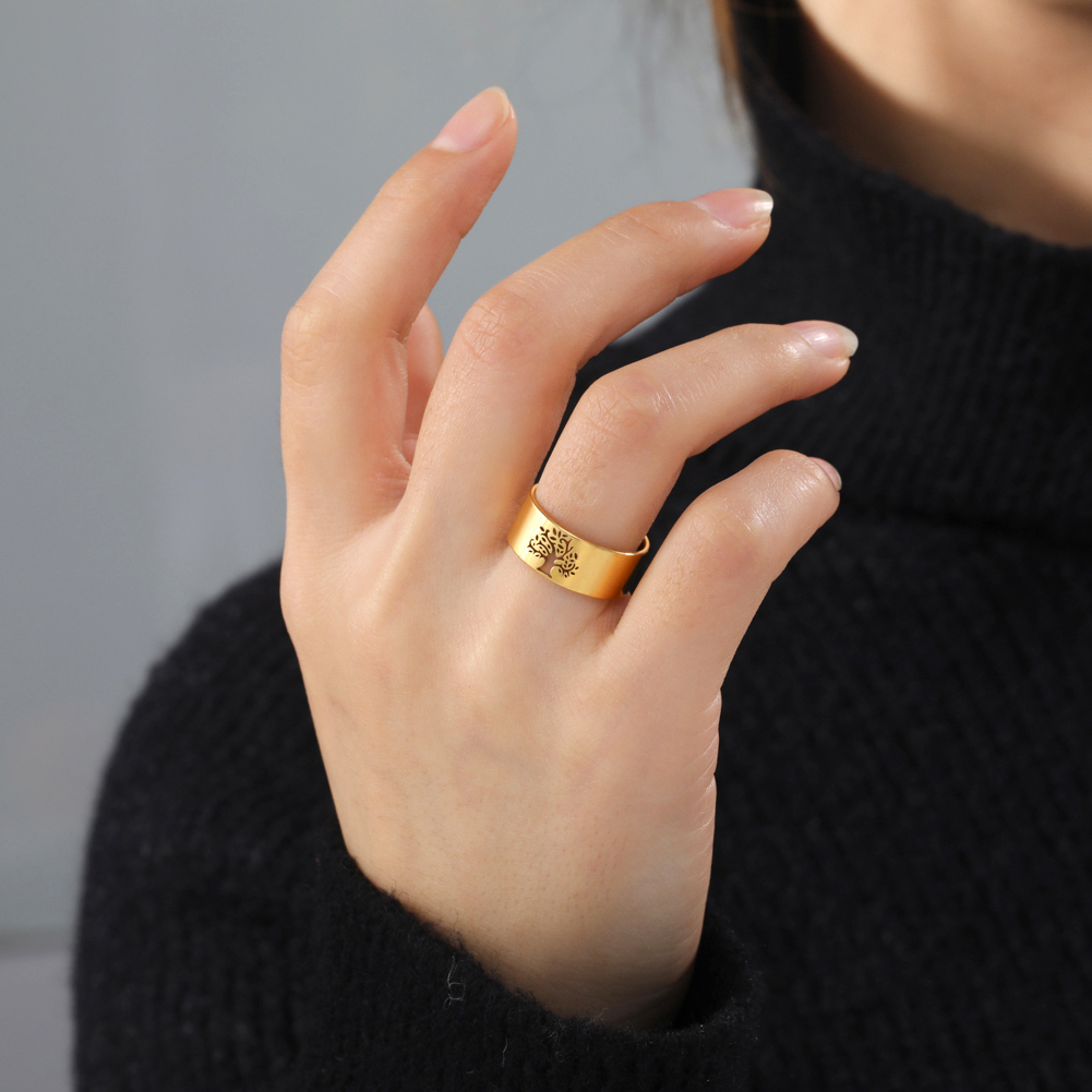 Skyrim – bague creuse arbre de vie pour hommes et femmes, en acier inoxydable 316L, bijoux, d'anniversaire de mariage pour Couple