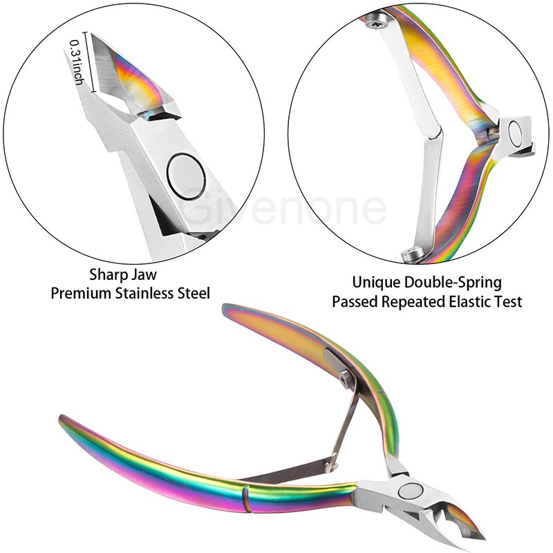 Rainbow Nail Clipper Set Pro Stainless Steel Manicure Kits Household Nail Scissors Tweezers Ear Spoon Beauty Nail Manicure Tools