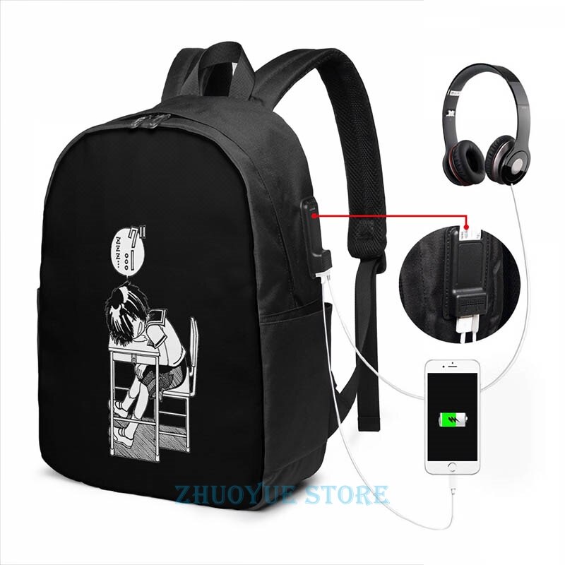 Nazo no Kanojo X misteriosa novia X durmiente Urabe USB carga mochila hombres escuela bolsas mujer bolsa viaje laptop bolsa: USB Backpack 17 in