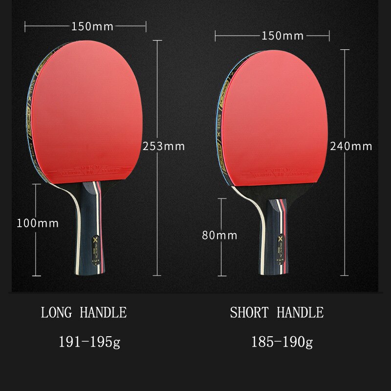 Raqueta de Ping Pong , mango largo y corto, Material de goma de hoja de carbono alto y pegajoso, 3 estrellas, para tenis de mesa para principiantes