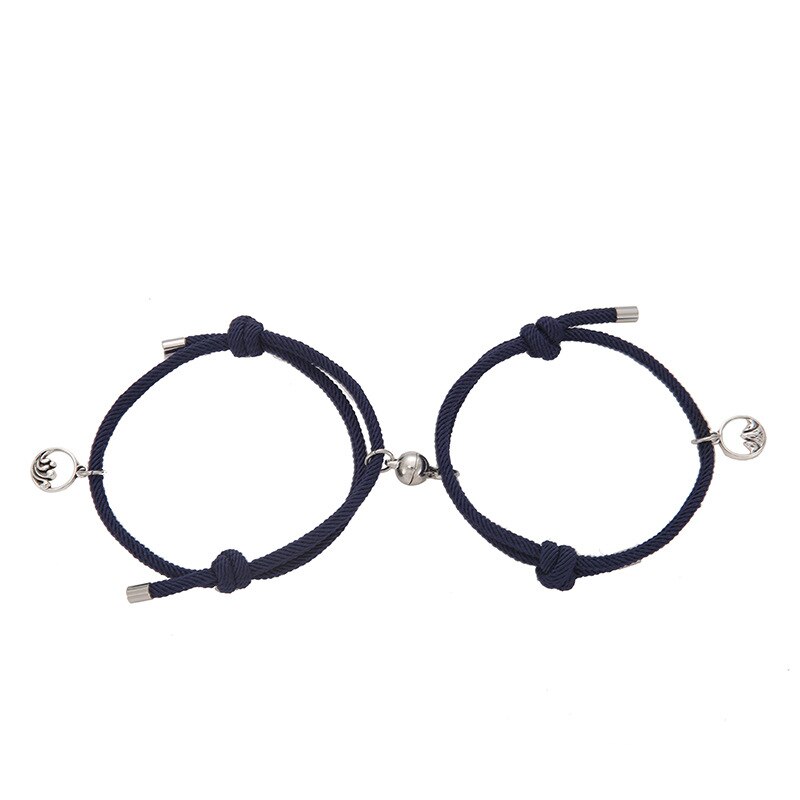 2 pçs \ conjunto novo aço inoxidável casal pulseira um par de ímã bola mão masculino e feminino presente amizade encantos corda jóias: 7