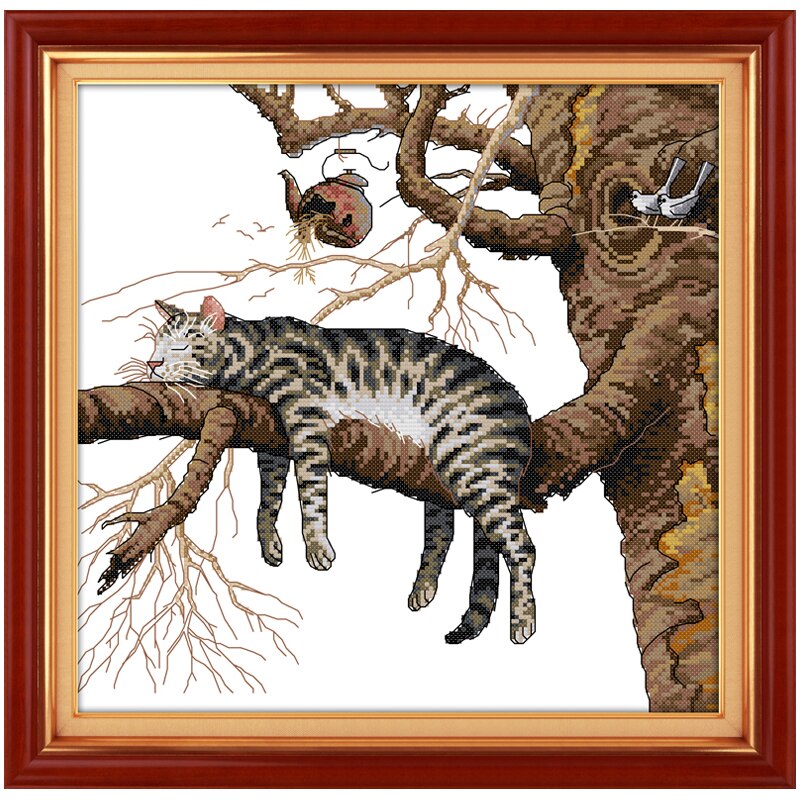 A Lazy Cat Patterns Counted Cross Stitch 11CT 14CT Cross Stitch set Animals Embroidery Kit Home Decor Needlework Craft