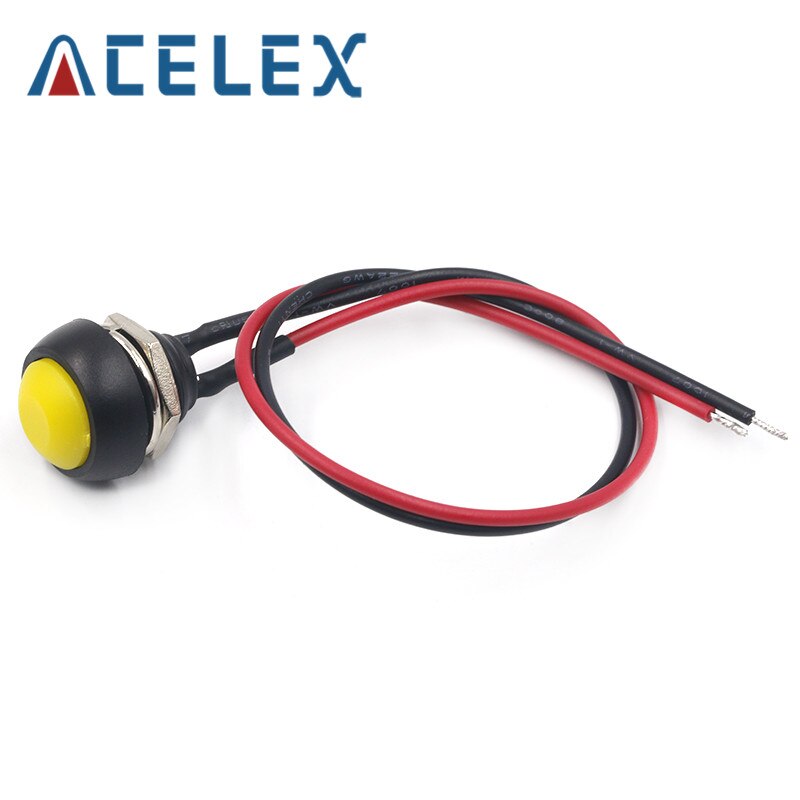 12mm PBS-33B Waterproof Momentary ON OFF Push Button Swithch Mini Round Switch: Yellow with line