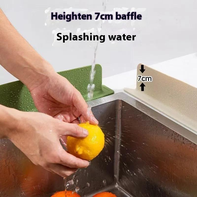 1pc Silicone Kitchen Sink Water Splash Guard Washing Basin Anti-splash Stopper Waterproof Splatter Screen Bar Anti-water Board